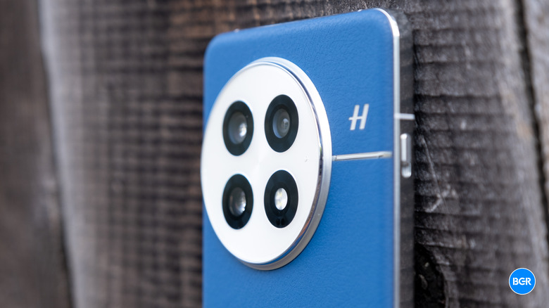 Close-up of the OnePlus 13 Hasselblad camera housing.