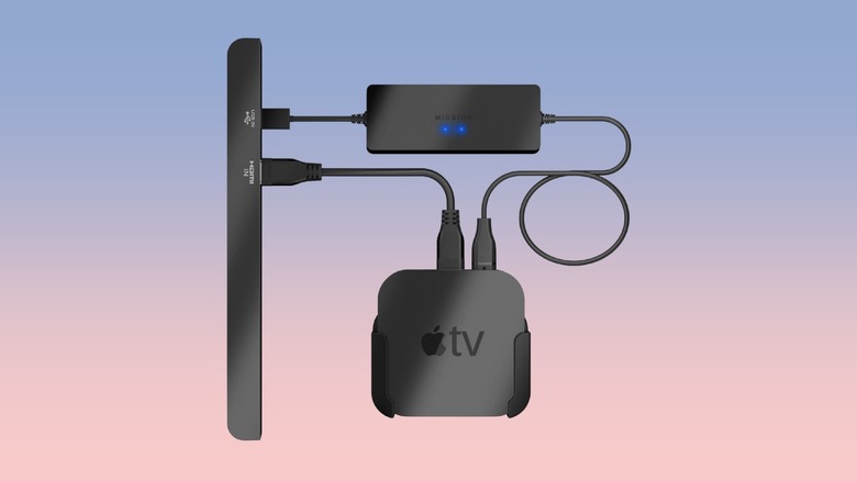 A Mission USB Power Cable designed for Apple TV displayed against a minimalist background.