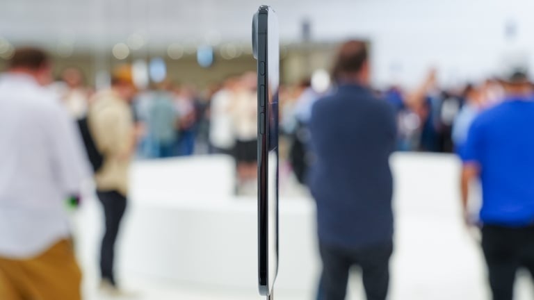 Rear view of the ultra-thin iPhone 17 Air featuring a unique single-camera plateau design.
