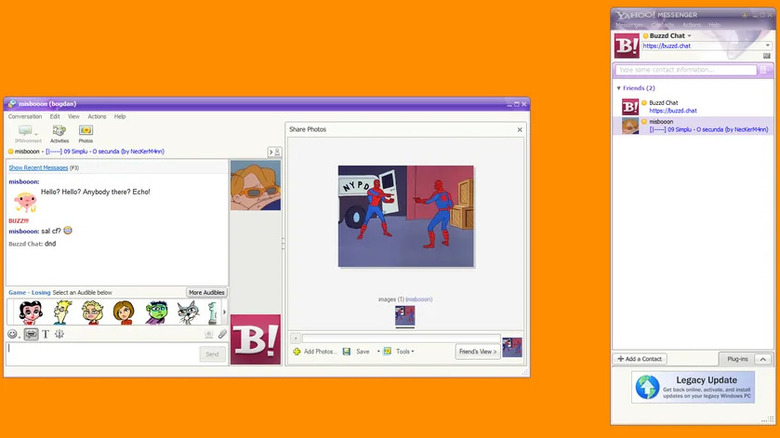 A screenshot of a classic Yahoo Messenger chat exchange window.