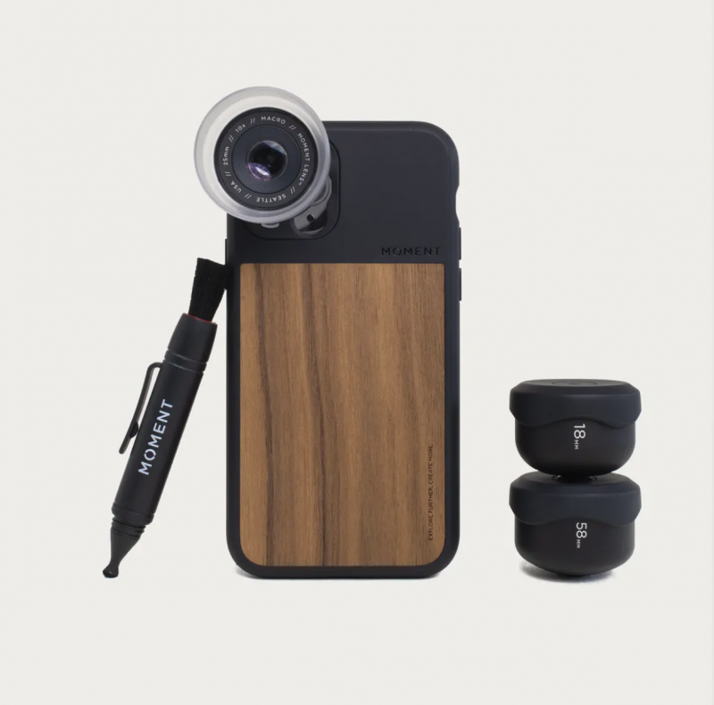 A bundle of Moment T-Series lenses and a mounting case.