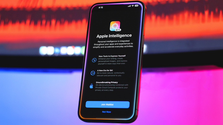 The setup screen for Apple Intelligence features on an iOS device.