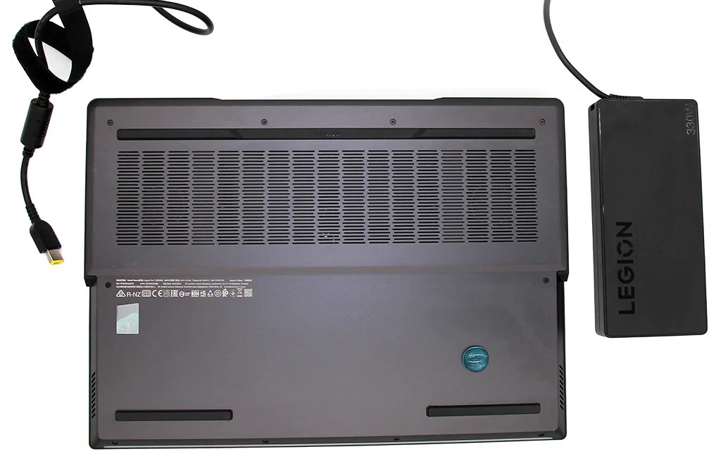 The bottom chassis of the Lenovo Legion Pro 7i highlighting cooling vents.