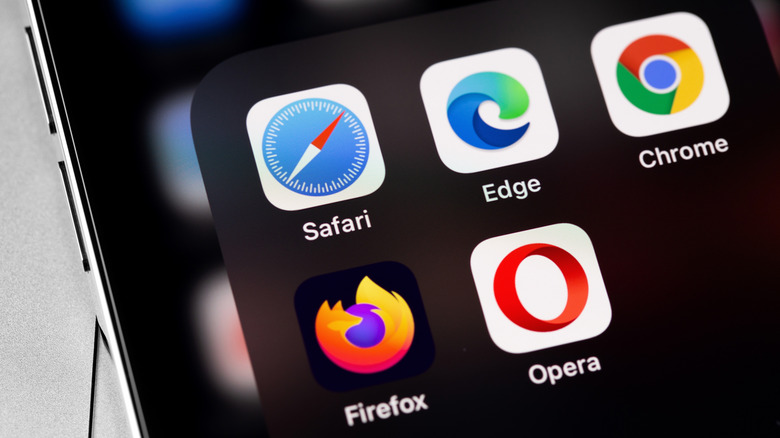 A selection of popular web browser icons displayed on a digital screen.