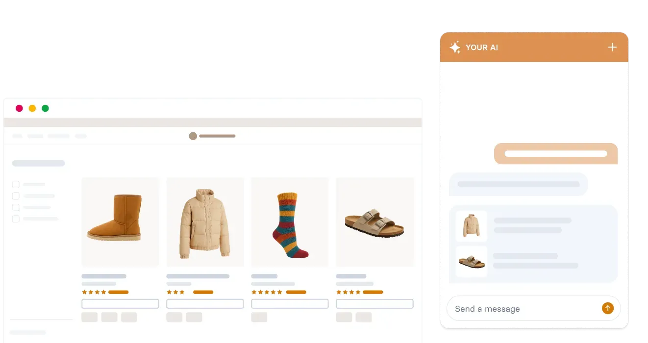 Infographic showing key features of AI shopping assistants including discovery and automation.