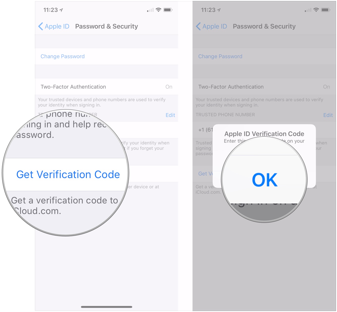 A clear view of a 6-digit Apple ID verification code displayed on an iPhone screen.