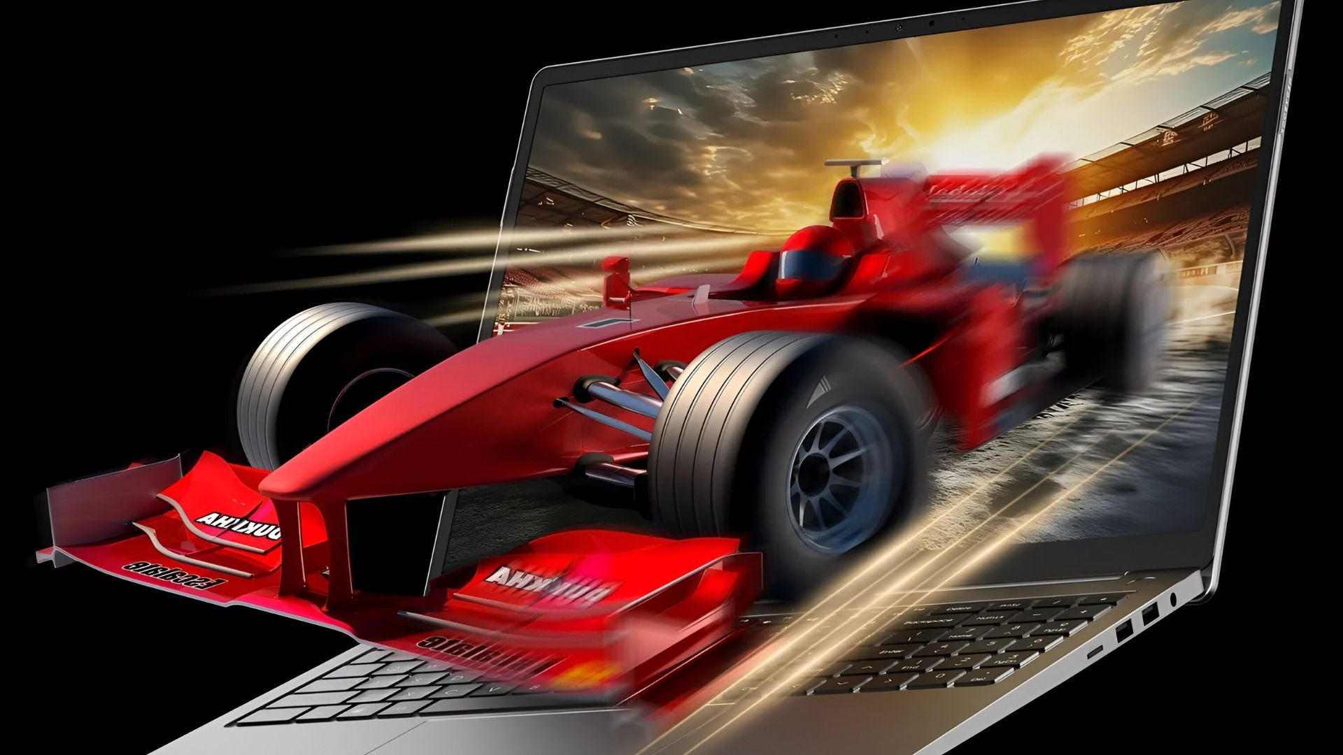 Tecno Megabook T16 Pro display showing vibrant colors and thin bezels.