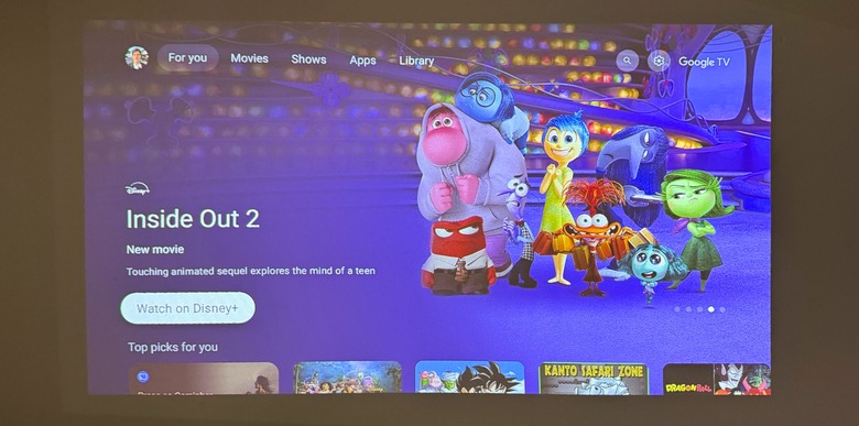 Google TV interface displayed on XGIMI MoGo 3 Pro