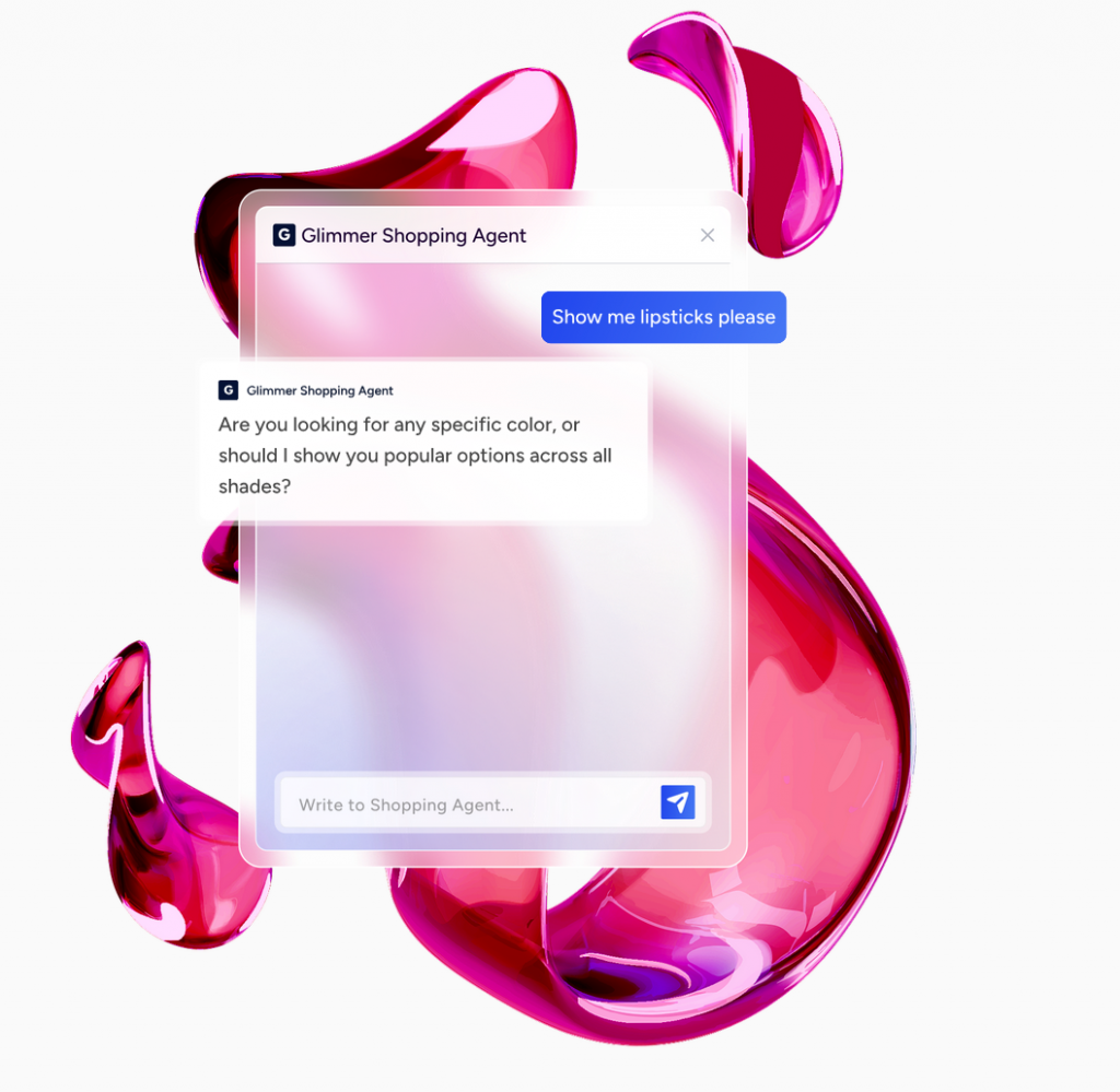 A close-up of a chat interface where an AI is asking the user narrow shopping preference questions.