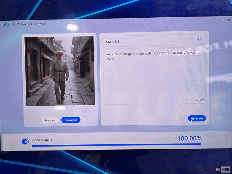 Screenshot of an offline AI image generation tool running on the Megabook T16 Pro.