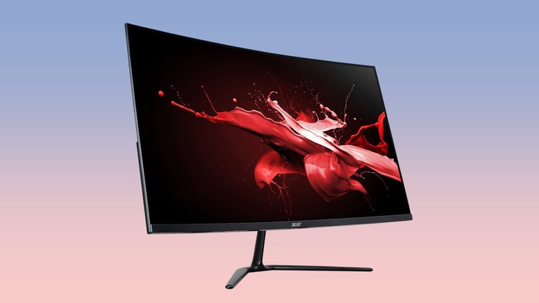 The Acer Nitro Edo 32-inch curved gaming monitor showing a vibrant screen.