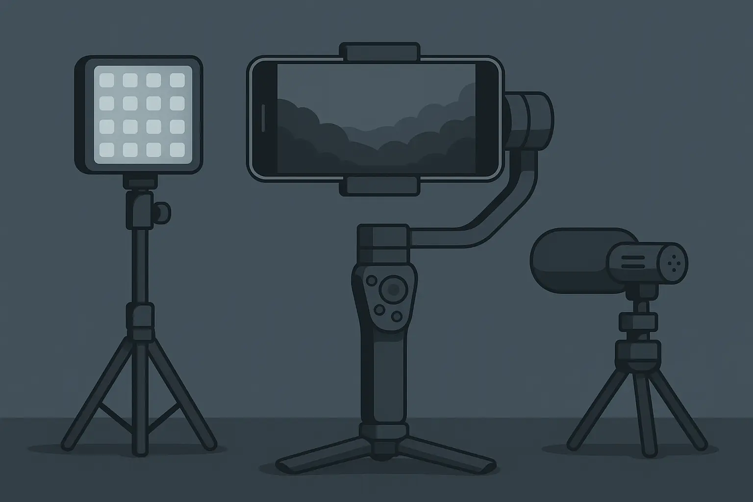A smartphone mounted on a professional gimbal being used to record high-quality video.