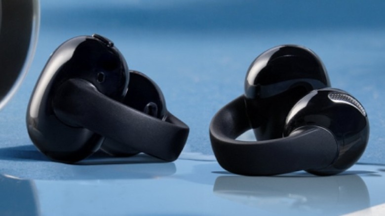Close-up macro shot of the Soundcore C50i clip-on earbud.