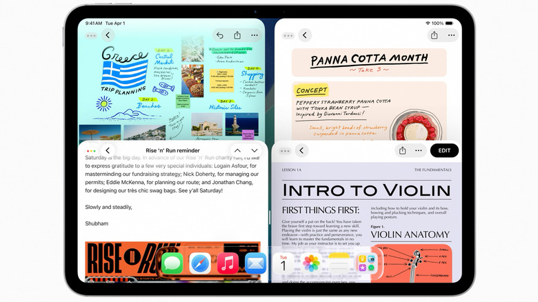 Multiple application windows overlapping on an iPad screen in iPadOS 26.