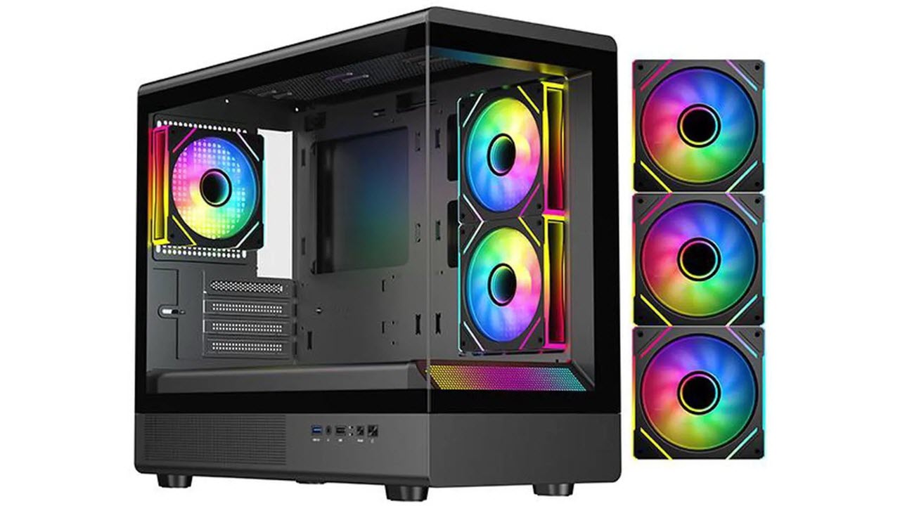 A clean, complete desktop PC setup with a focus on an affordable mid-tower case and single monitor.