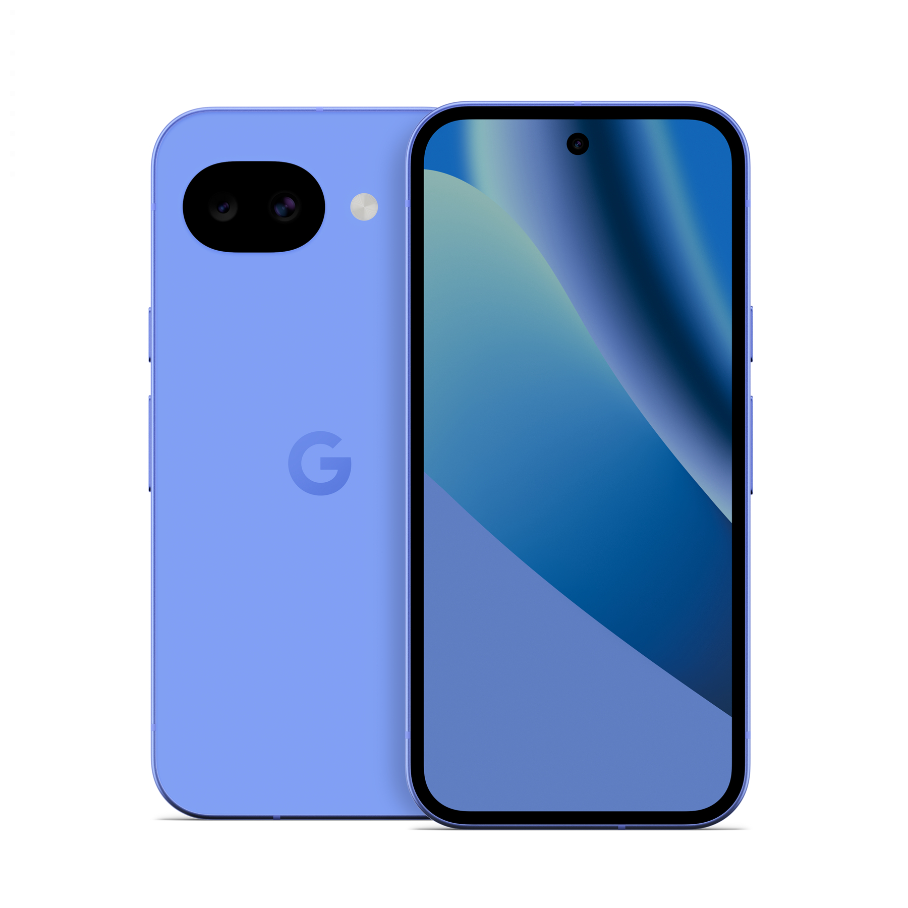 Render of the Google Pixel 10a in a light lavender color showing its distinct camera bar.