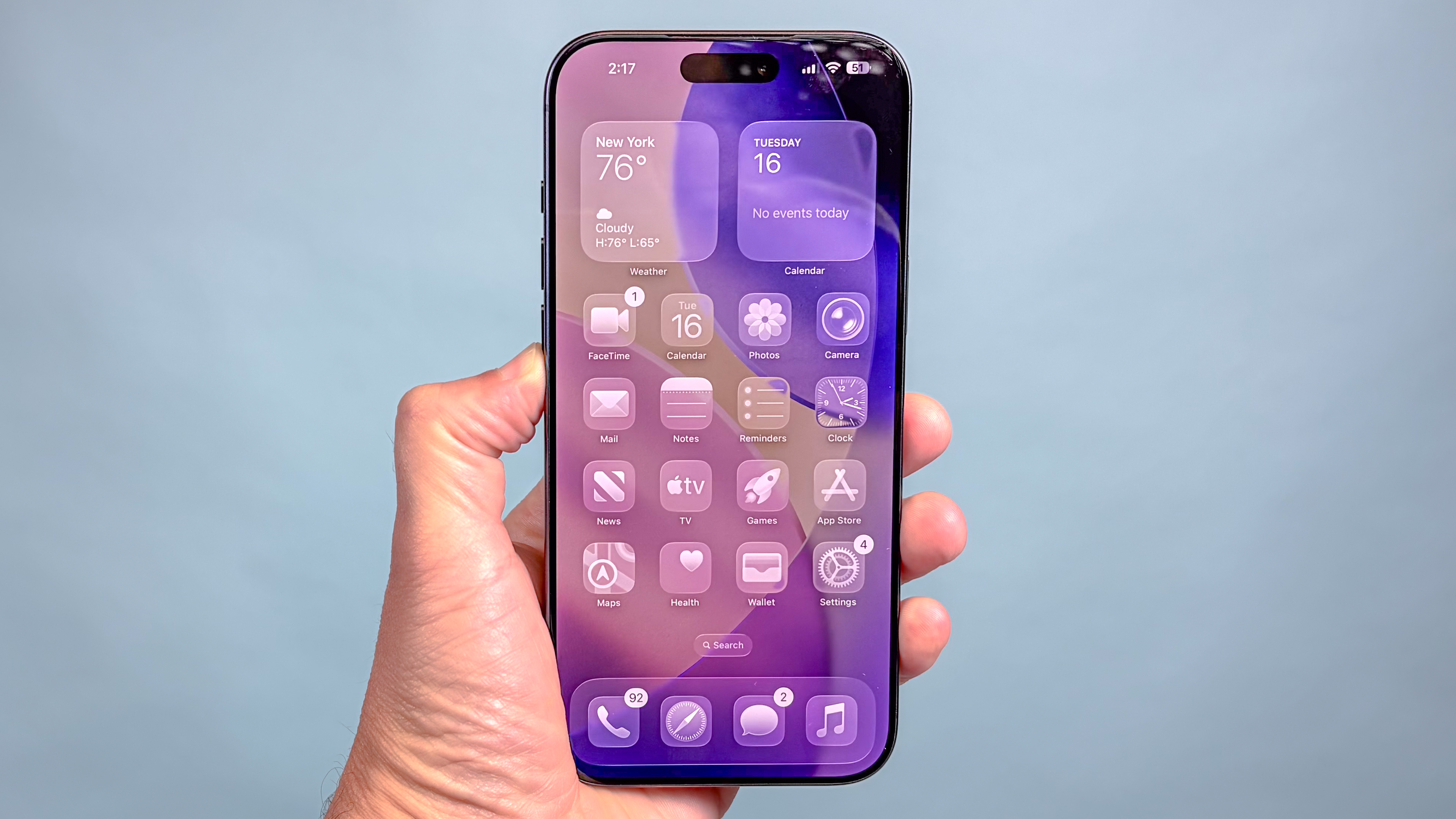 Detailed view of the iPhone 17 Pro Max front display and slim bezels.