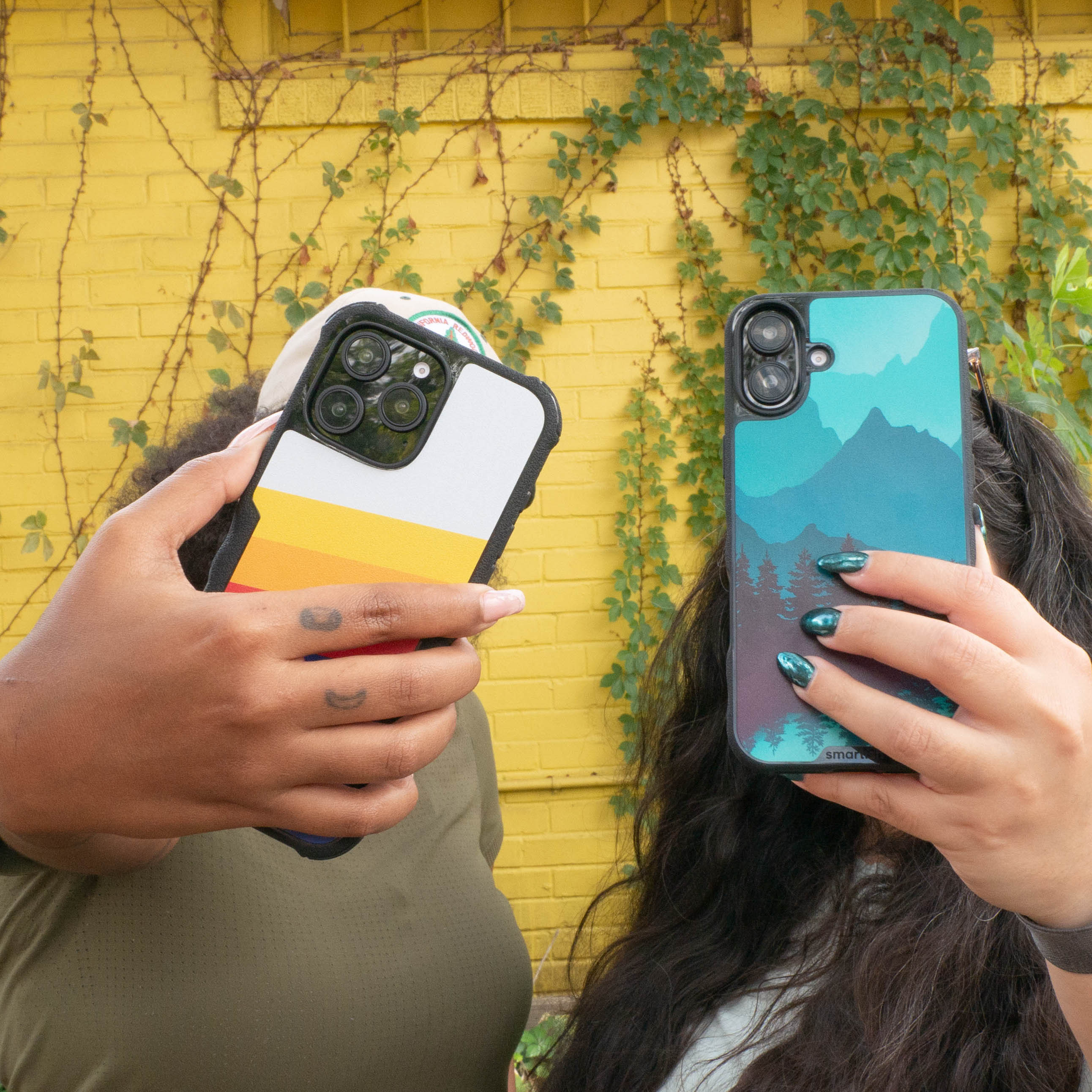 A rugged smartphone case with a specific cutout for the camera control button.