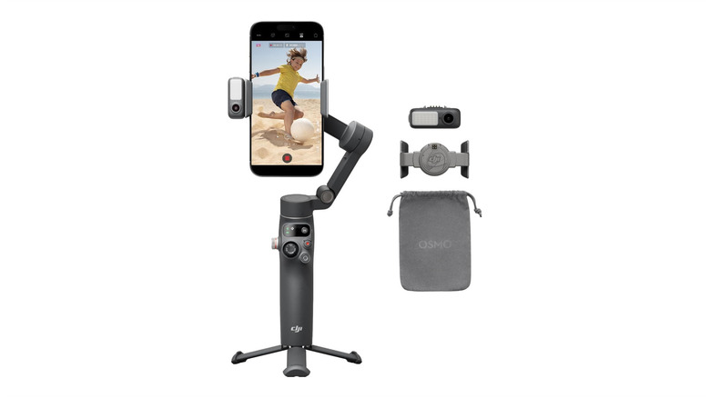 The DJI Osmo Mobile 7P smartphone gimbal stabilizer against a white background.