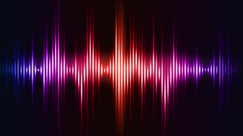 Abstract digital soundwave representation on a dark background resembling an equalizer display.