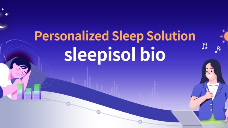 Promotional graphic for SleepisolBio showing a split view of a person sleeping and being active.