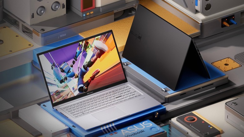 The ASUS Vivobook 17X laptop highlighting its large 17-inch display and advanced NPU capabilities.