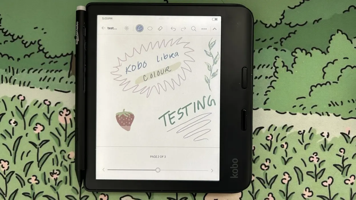 Kobo Libra Colour displaying a colorful book interface.