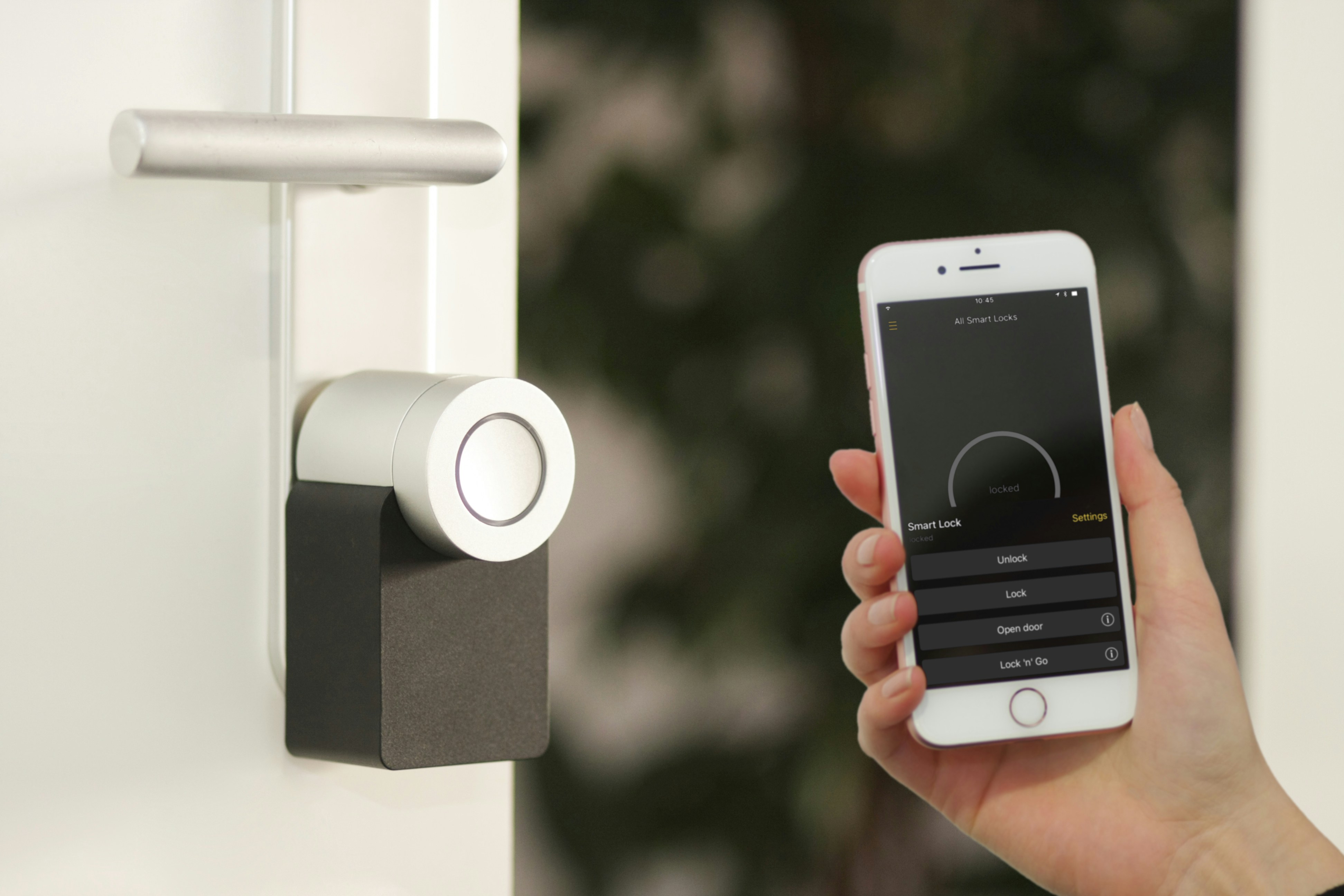 Conceptual image of smart home lighting being adjusted by a voice assistant interface.
