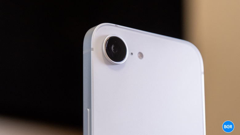 Close-up of the single rear camera lens on the iPhone 17e