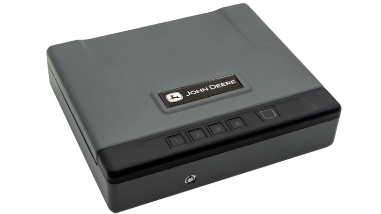 John Deere JDV-150X Biometric Lock Box with a 14-gauge steel body and fingerprint scanner.