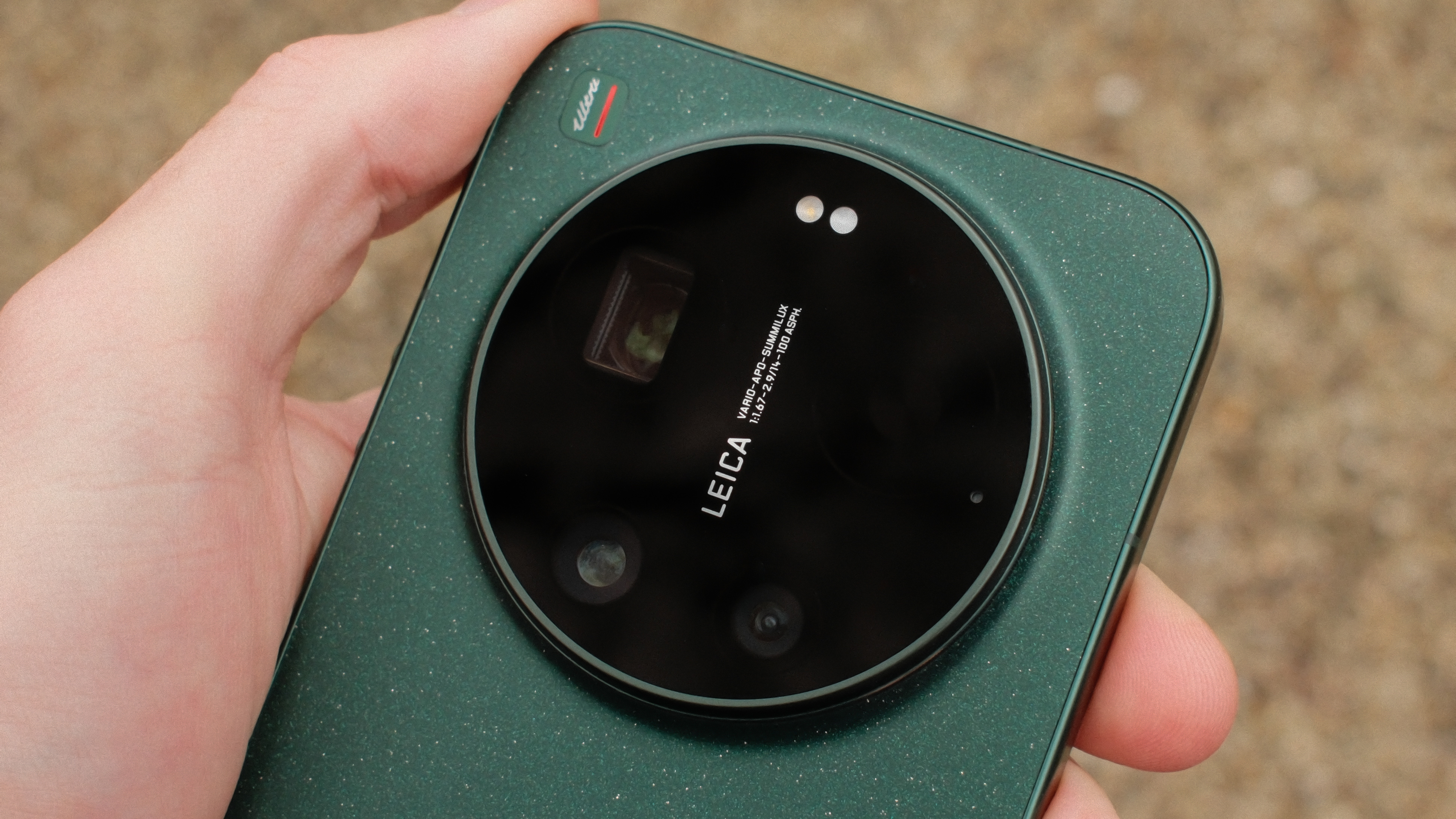 Detailed close-up of the Xiaomi 17 Ultra's circular camera housing and Leica branding.