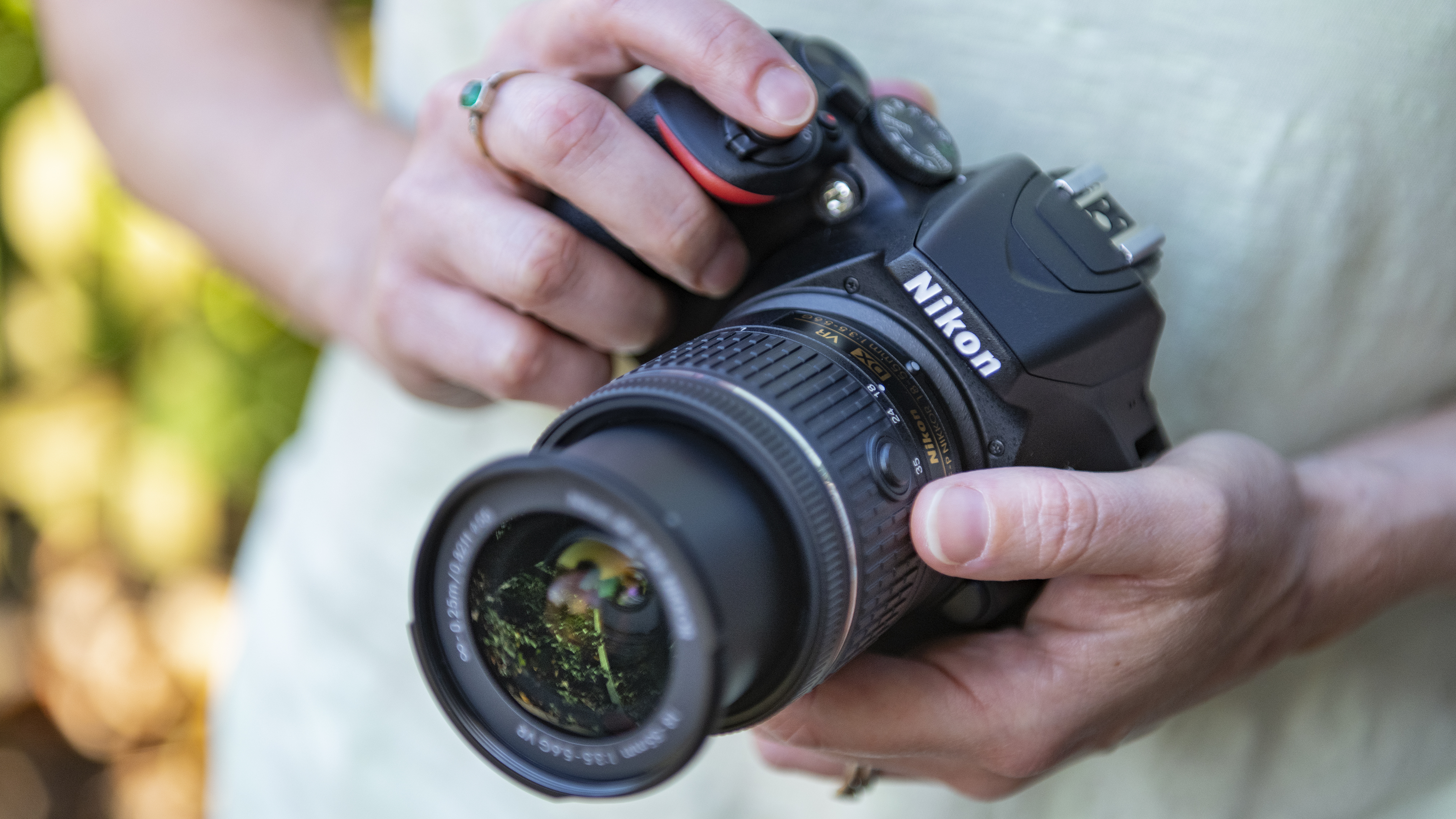 Nikon D3500 DSLR camera with a kit lens.