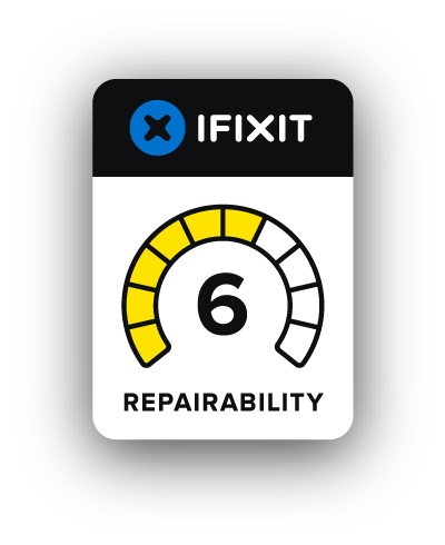 A graphic showing a 6 out of 10 repairability score for the MacBook Neo.