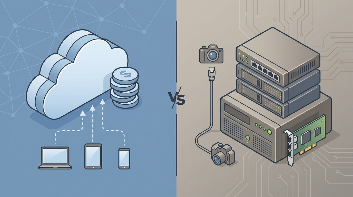 An infographic comparing cloud storage subscription costs versus local hardware investment over time.