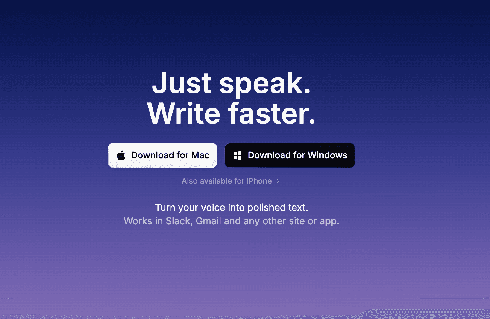 A clean home interface of the Superwhisper application on a Mac.