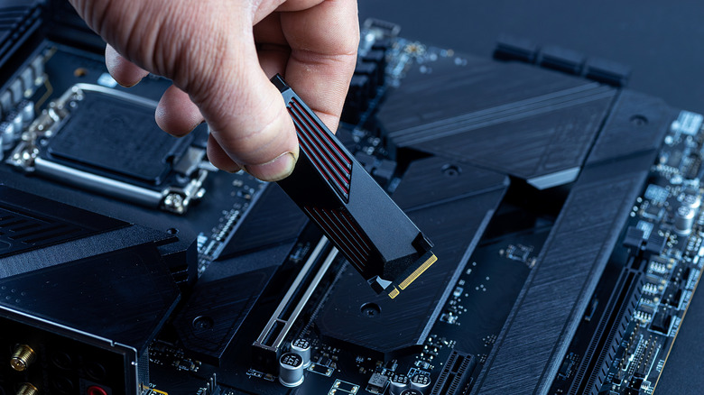 High-performance NVMe M.2 SSD module designed for laptop installation.