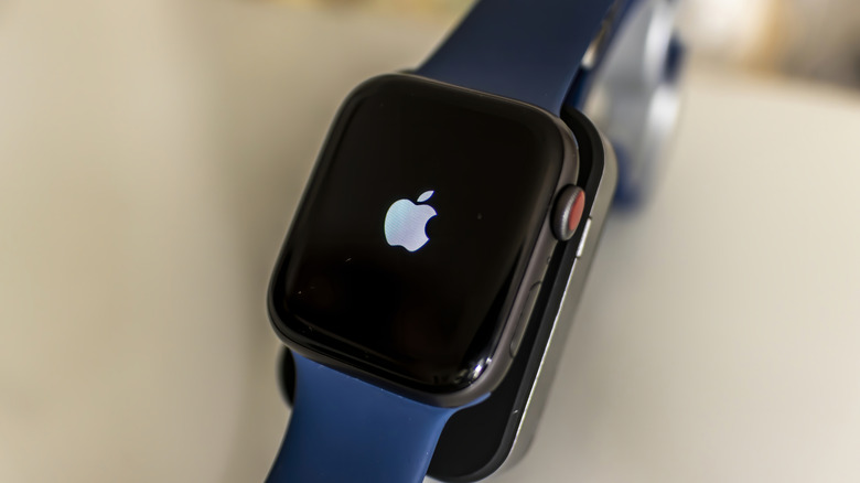 Apple Watch display showing a software update progress ring.