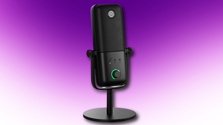 Elgato Wave:3 MK.2 condenser microphone against a purple gradient background.