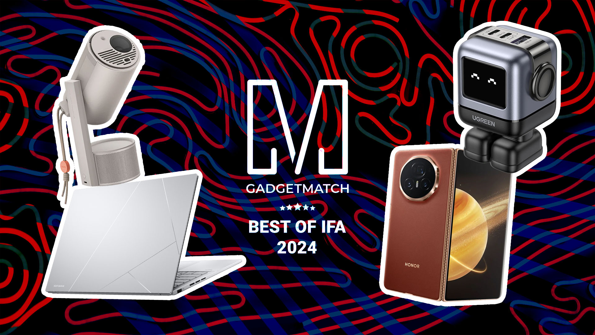 The Honor MagicBook Art 14 displayed with the GadgetMatch Best of IFA 2024 Award.