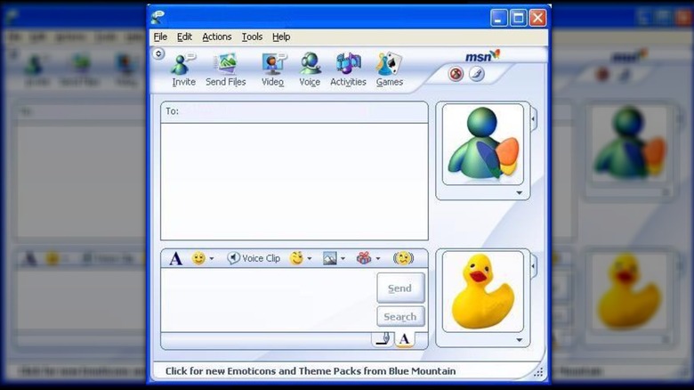 A screenshot of an MSN Messenger chat window with custom emoticons.