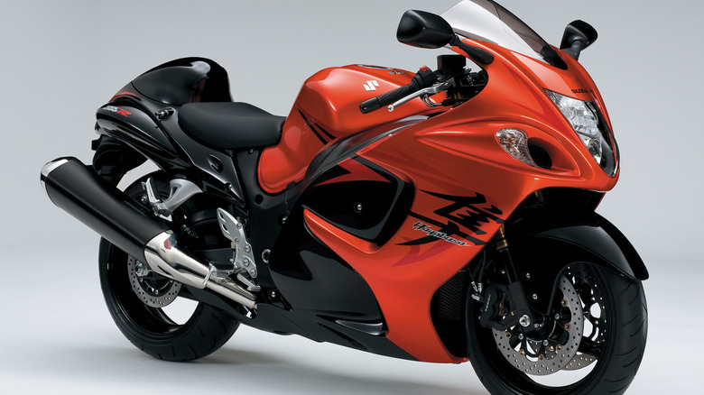 A 2008 Suzuki GSX-1300R Hayabusa on display.