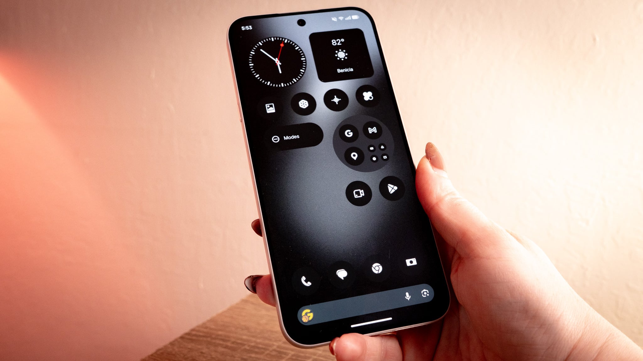 The 1.5K AMOLED display of the Nothing Phone 4a Pro set to high brightness