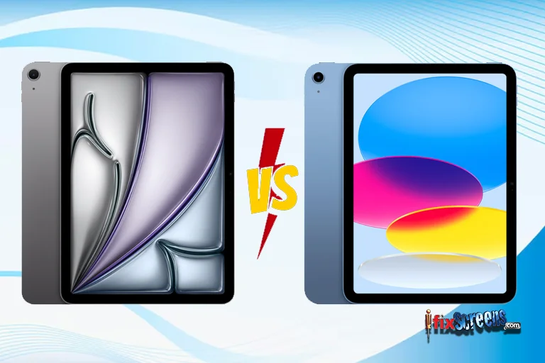 Comparison table showing specs between the iPad with A16 chip and the iPad Air with M3 chip.
