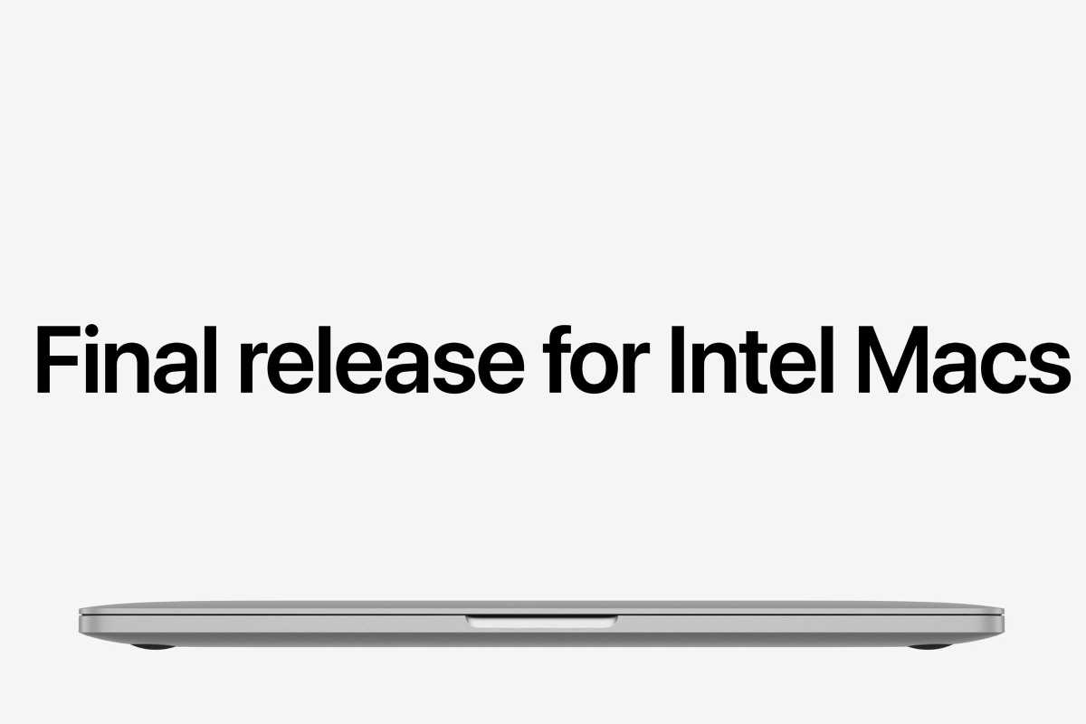 Graphic depicting the final macOS version compatible with Intel-based Mac computers.